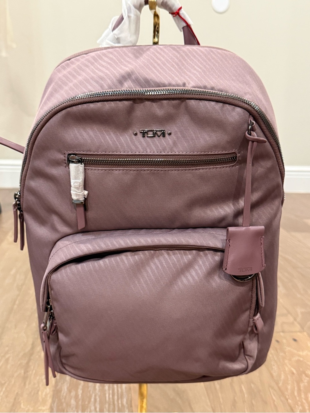 Tumi Harriet Backpack in Mauve Pink Fits 13” Laptop Leather Handle Gunpowder